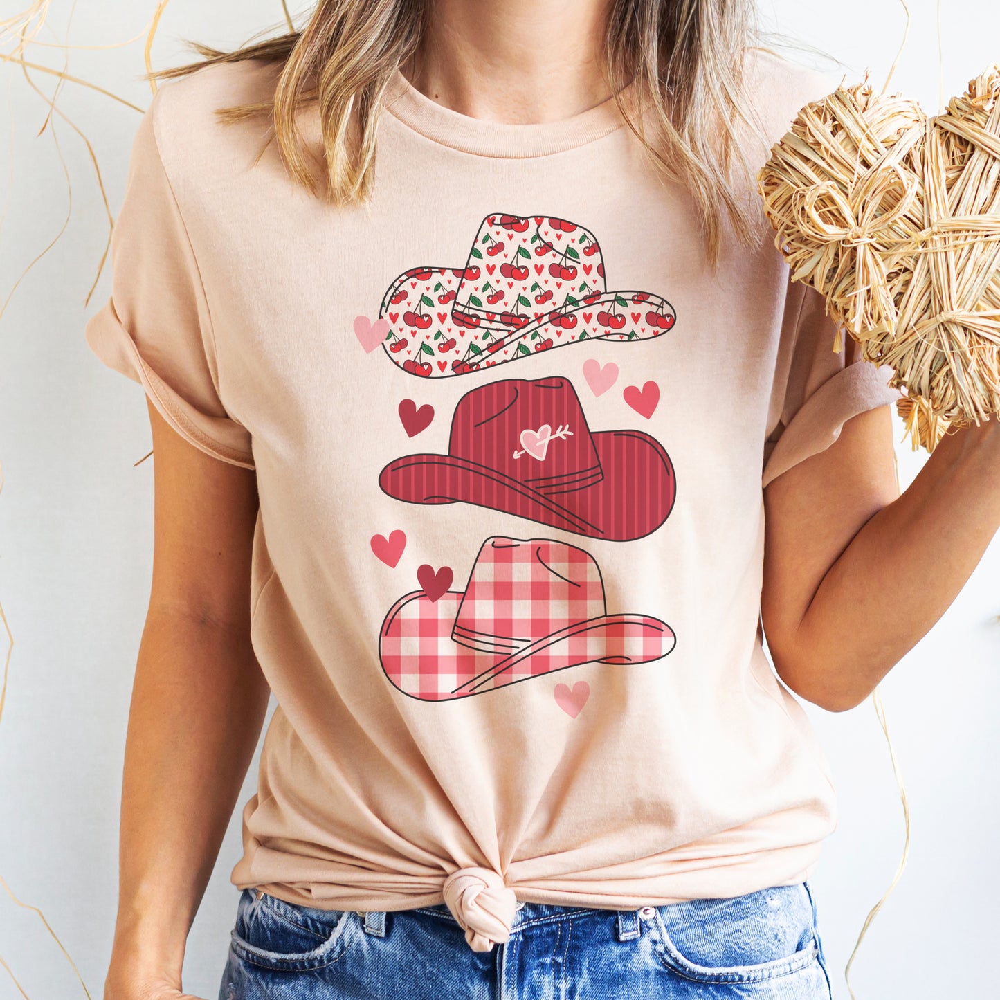 Cowboy Hat T-Shirt Cowgirl Pink Hat Country Tee Country Southern Shirt Soft Print T-Shirt