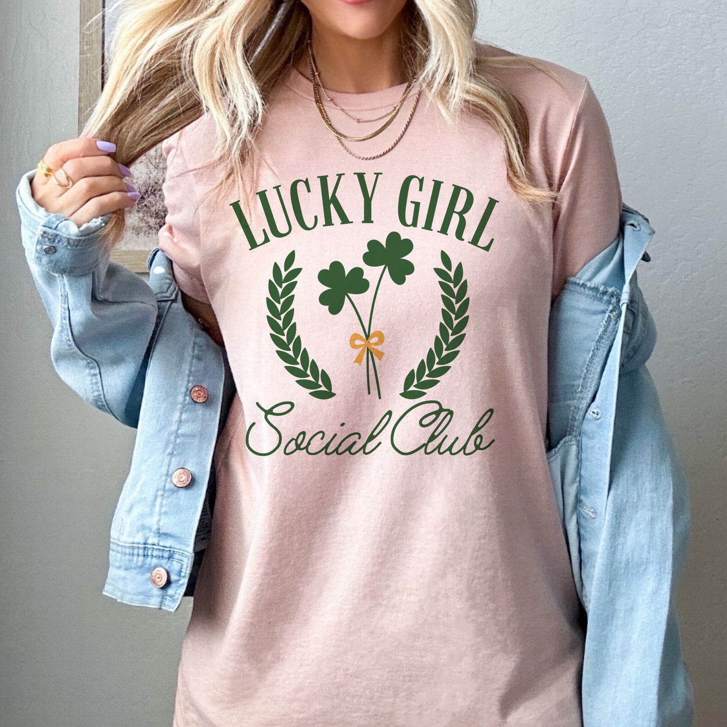 Lucky Girl Social Club T-Shirt Funny Girl Tshirt Lucky Girl Tee St Pattys Shirt Soft Print T-shirt Saint Patricks Tshirt St Patricks Tee Sublimation on Print Shirt