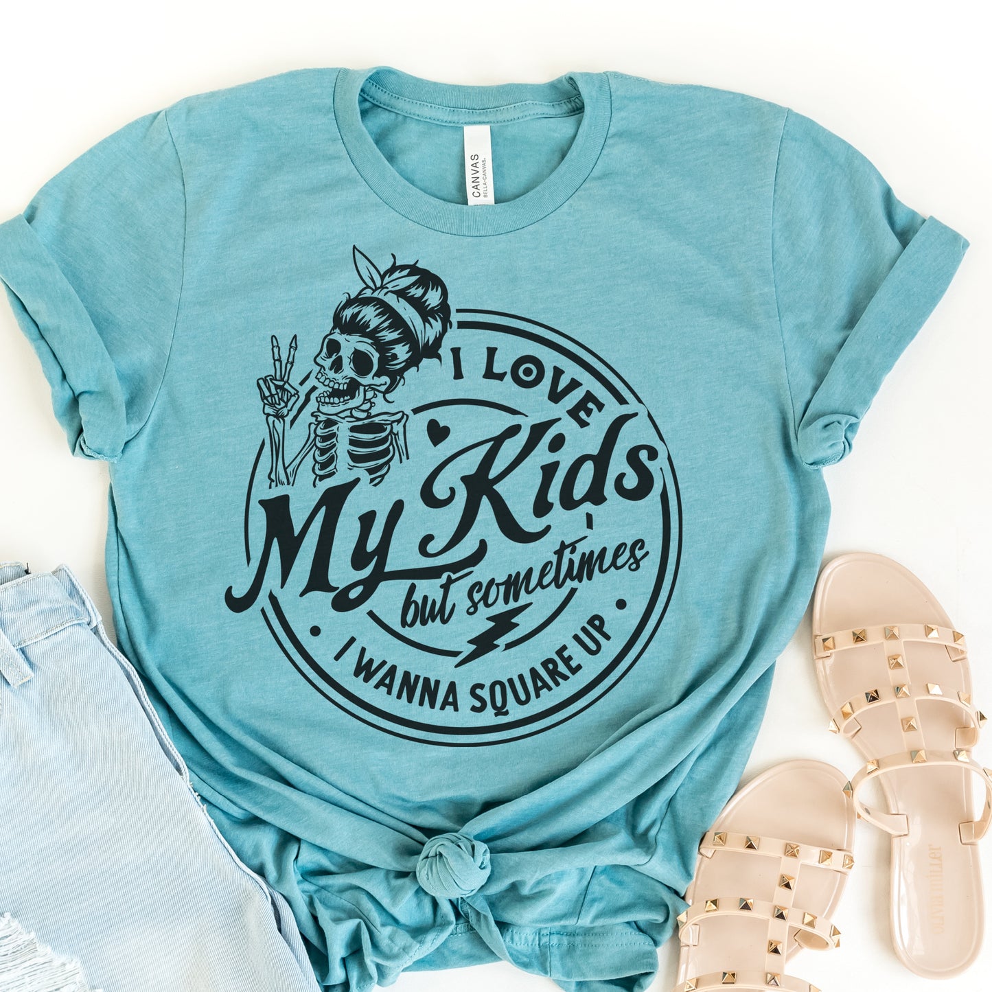 Sarcastic I love My Kids Skeleton Short Sleeve Tshirt