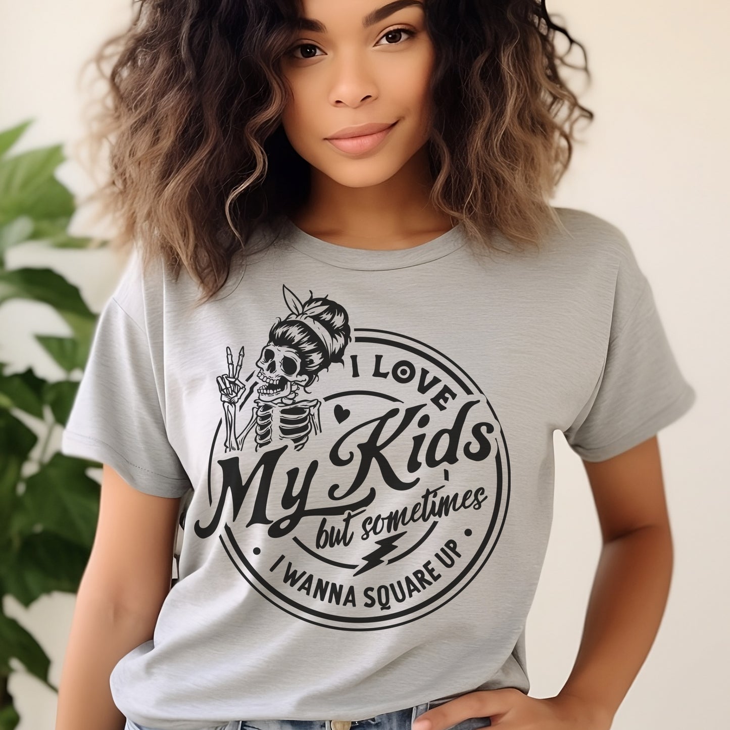 Sarcastic I love My Kids Skeleton Short Sleeve Tshirt