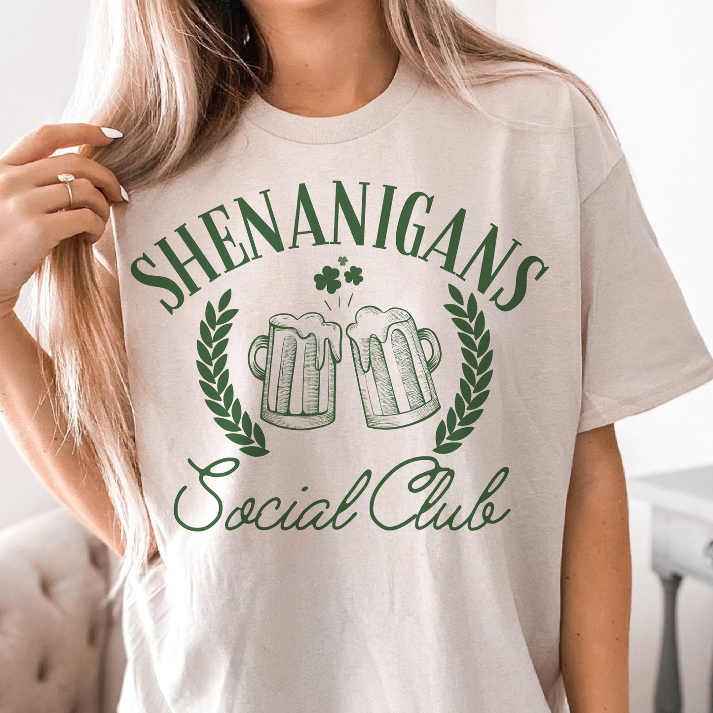 Shenanigans Social Club T-Shirt St Patricks Tshirt Lucky Tee Soft Print Shirt Social Club T-Shirt Shenanigans Funny Tshirt Sarcastic Funny Tee Sublimation Print Shirt