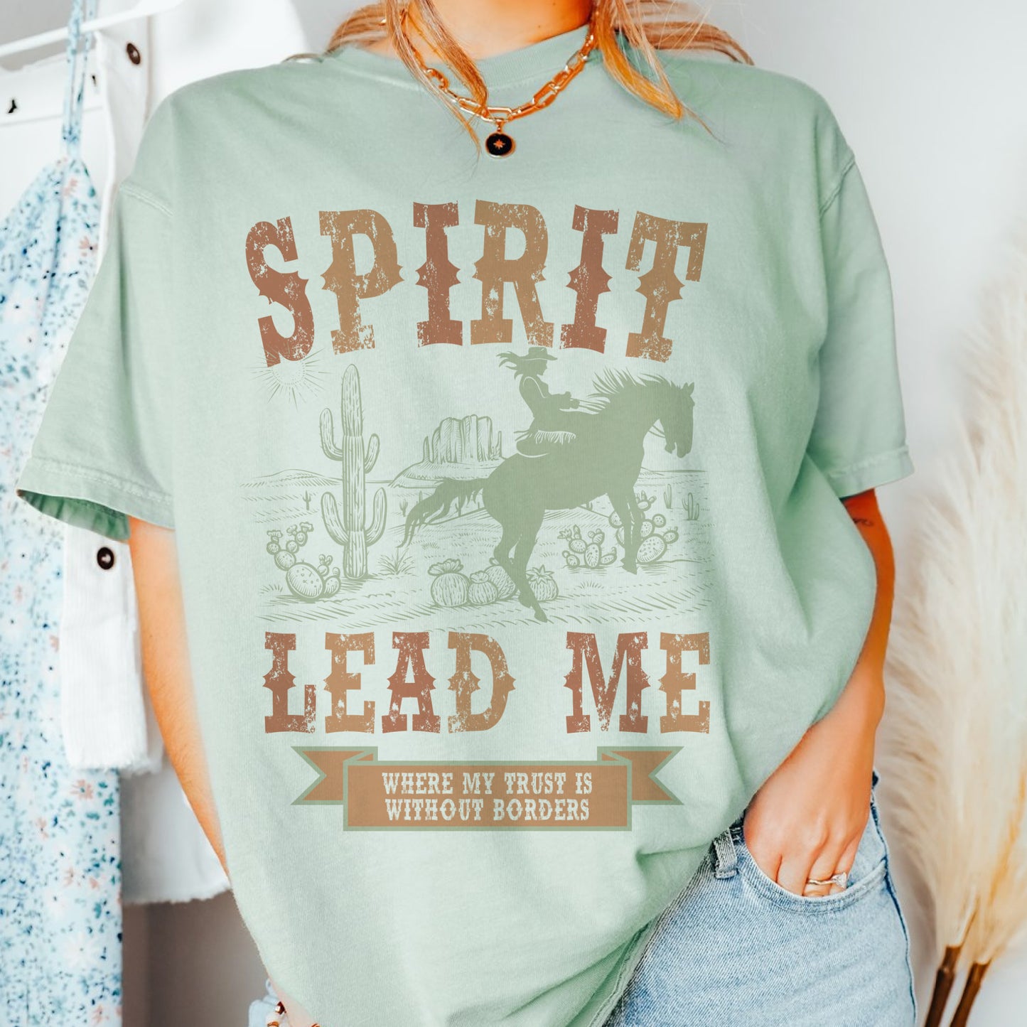 Spirit Lead Me T-Shirt Country Southern Tshirt Western Cowgirl Tee Soft Print Shirt Country Western T-Shirt Sublimation Print Tee