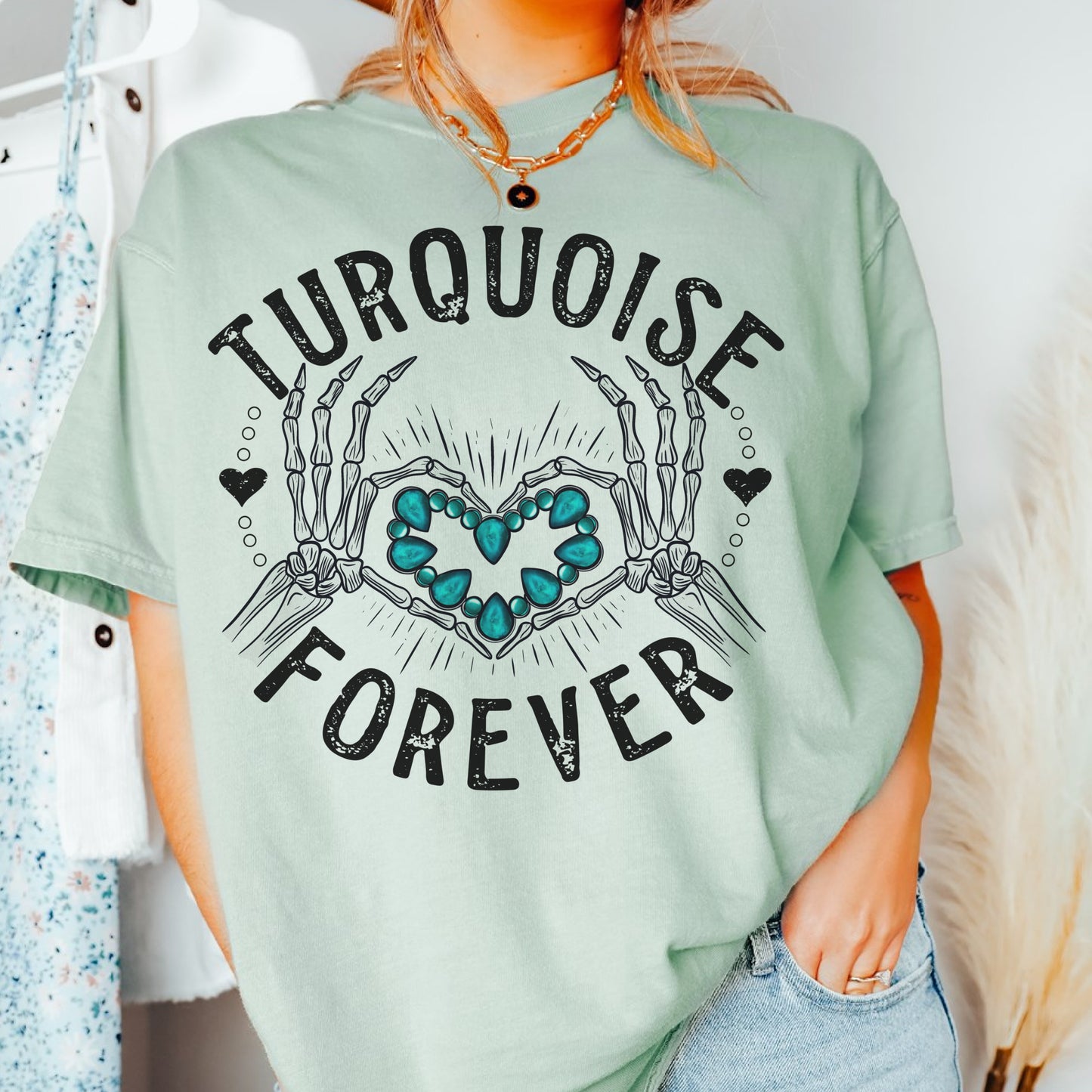 Turquoise Forever T-Shirt Funny Relatable Tshirt Favorite Color Tee Turquoise Shirt Soft Print T-Shirt Sublimation Print Tee