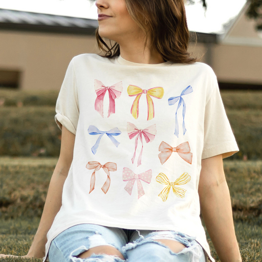 Coquette Multi Color Bow Short Sleeve T-Shirt