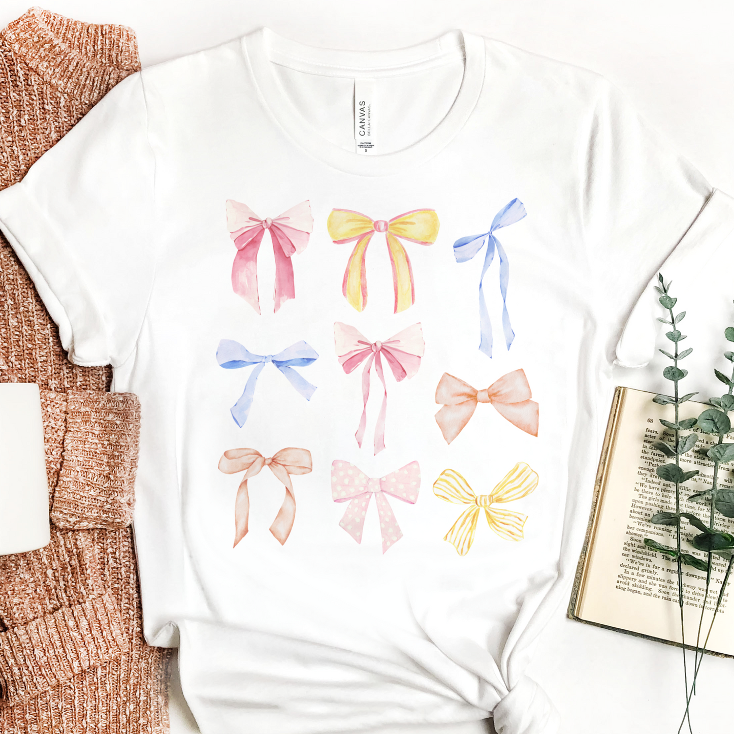 Coquette Multi Color Bow Short Sleeve T-Shirt