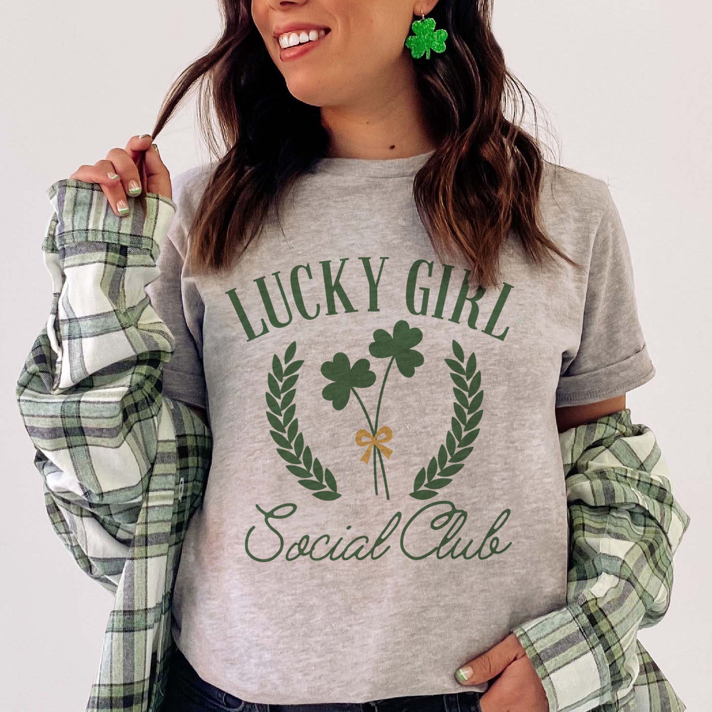 Lucky Girl Social Club T-Shirt Funny Girl Tshirt Lucky Girl Tee St Pattys Shirt Soft Print T-shirt Saint Patricks Tshirt St Patricks Tee Sublimation on Print Shirt