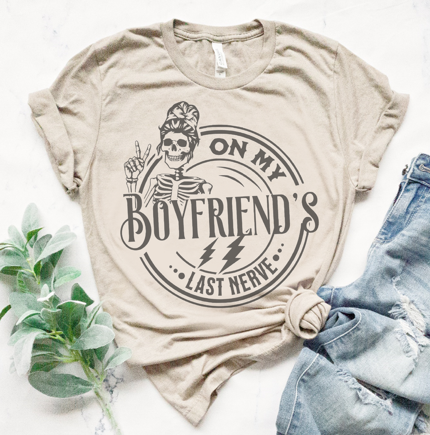 Girlfriend T-shirt Sarcastic Short Sleeve Womens Tshirt On My Last Nerve Sublimation Tee Humorous Graphic T-Shirt Womens Cozy Tee Boyfriend Tshirt Humorous Graphic Tee