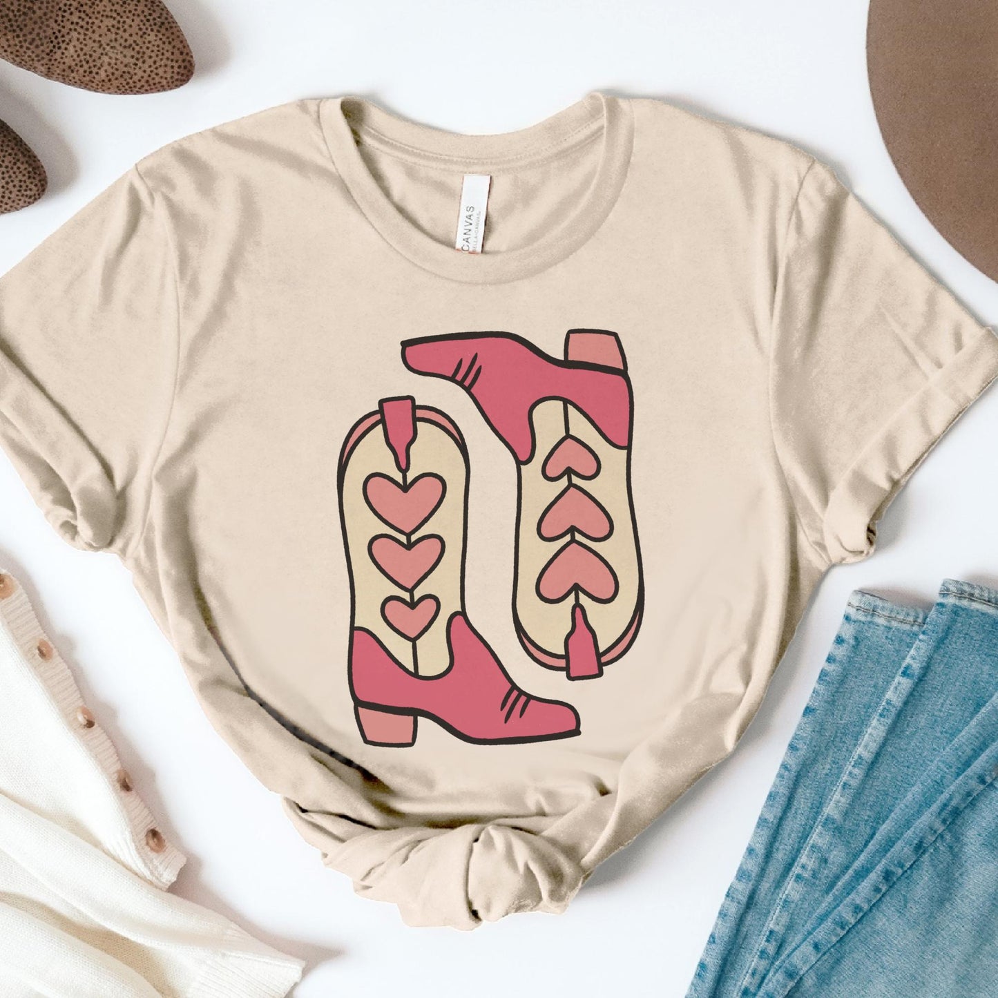 Valentine Country Western T-shirt Vday Cowgirl Country Heart Boots Tee Cowboy Western V-day Tshirt Cowboy Tshirt Western Boot Shirt Womens Western Tee Sublimation Cowgirl Tshirt  Valentine Western Tee V-day Western Tshirt Cowgirl Boots Tee Casual Cute
