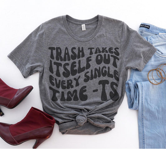 Trash Takes Itself Out T-Shirt Swiftie Era Tees Swift Lyrics Tshirt Soft Print Shirt Oversized Swiftie T-Shirt Comfy Lyrics Tee Pop Music Tshirt Eras Concert T-Shirt Swiftie Era Shirt