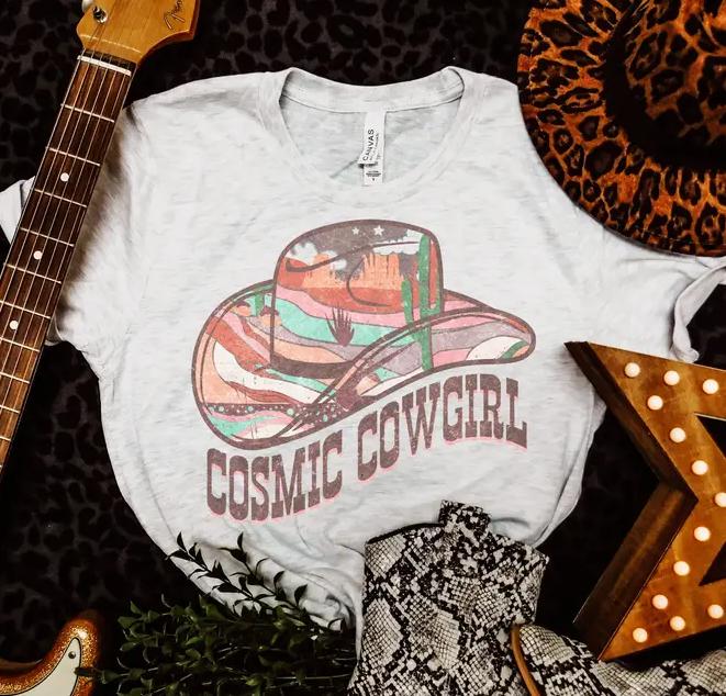 Cosmic Cowgirl T-shirt Boots Cowboy Tshirt Cowgirl Country Tee Cosmic Country T-shirt Cowgirl Cosmic Tee