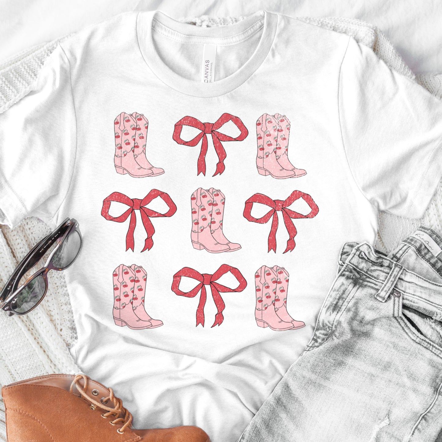 Coquette Boots and Bows Short Sleeve T-Shirt