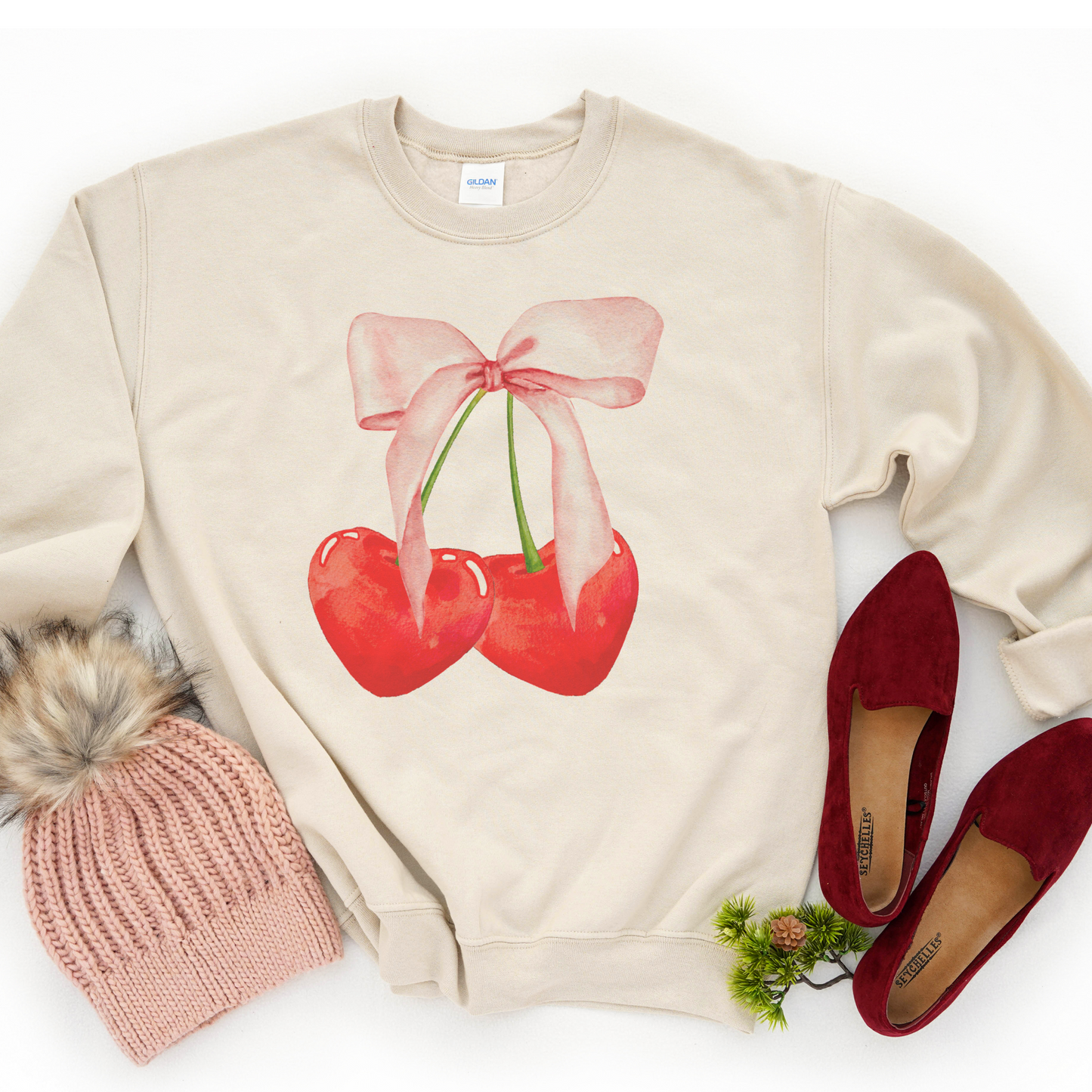 Cherry Valentines Sweatshirt Valentines Day Sweater Cherry Cute Hoodie Soft Sublimation Sweatshirt