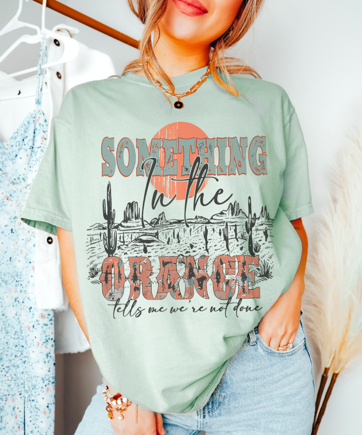 Something In The Orange T-Shirt Country Lyrics Tshirt Cowboy Cowgirl Tee Cowboy Music Shirt Cowgirl Lyrics T-Shirt Western Country Tshirt Soft Print Tee Oversized Fit Shirt