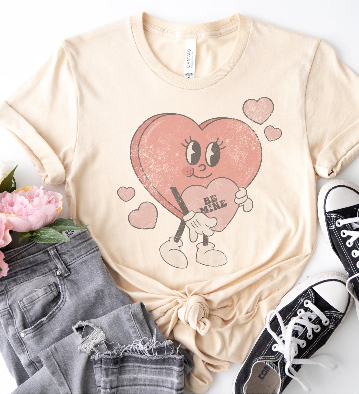 Valentine Be Mine Tshirt, Retro Valentine T-Shirt, Love Tees, Womens Valentine Shirt Short Sleeve Tee Cozy Sublimation Tee Vintage Be Mine