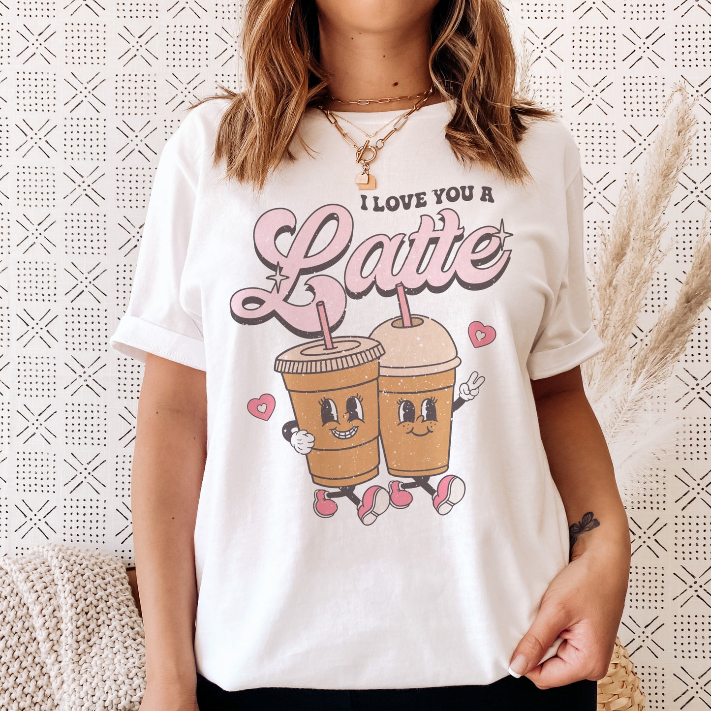 Love You A Latte T-Shirt Funny VDay Shirt Valentines Day Tshirt Funny Sarcastic Tee Funny Valentines T-Shirt Soft Print Tshirt Sublimation Print Tee