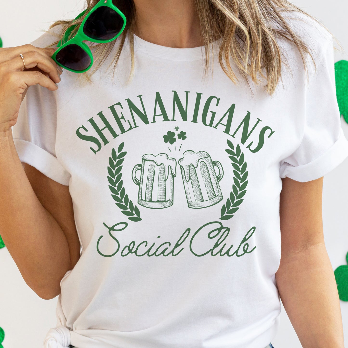 Shenanigans Social Club T-Shirt St Patricks Tshirt Lucky Tee Soft Print Shirt Social Club T-Shirt Shenanigans Funny Tshirt Sarcastic Funny Tee Sublimation Print Shirt