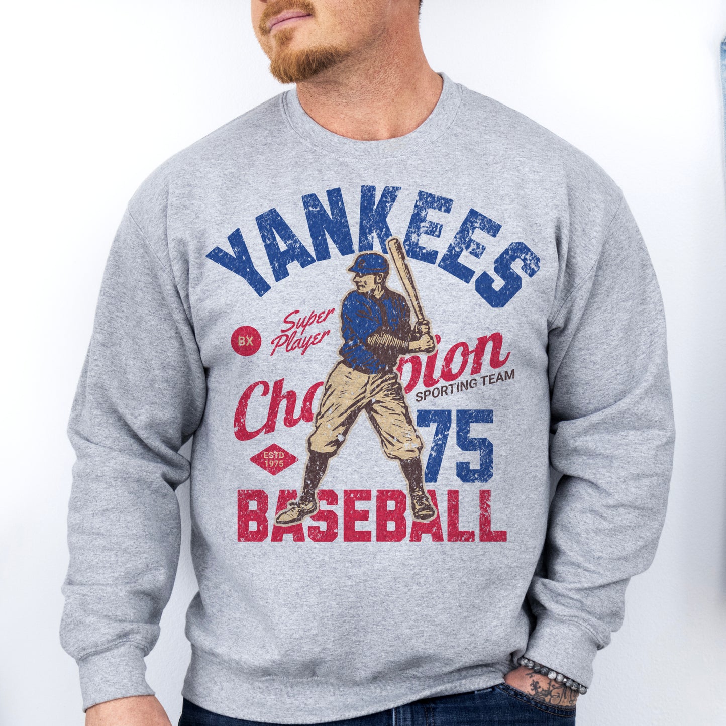 Vintage Baseball Ash Sweatshirts  Baseball Team Sweatshirt Baseball Sports Pullovers Baseball Team Sweatshirts  Mens Sports Pullovers Womens Baseball Tops