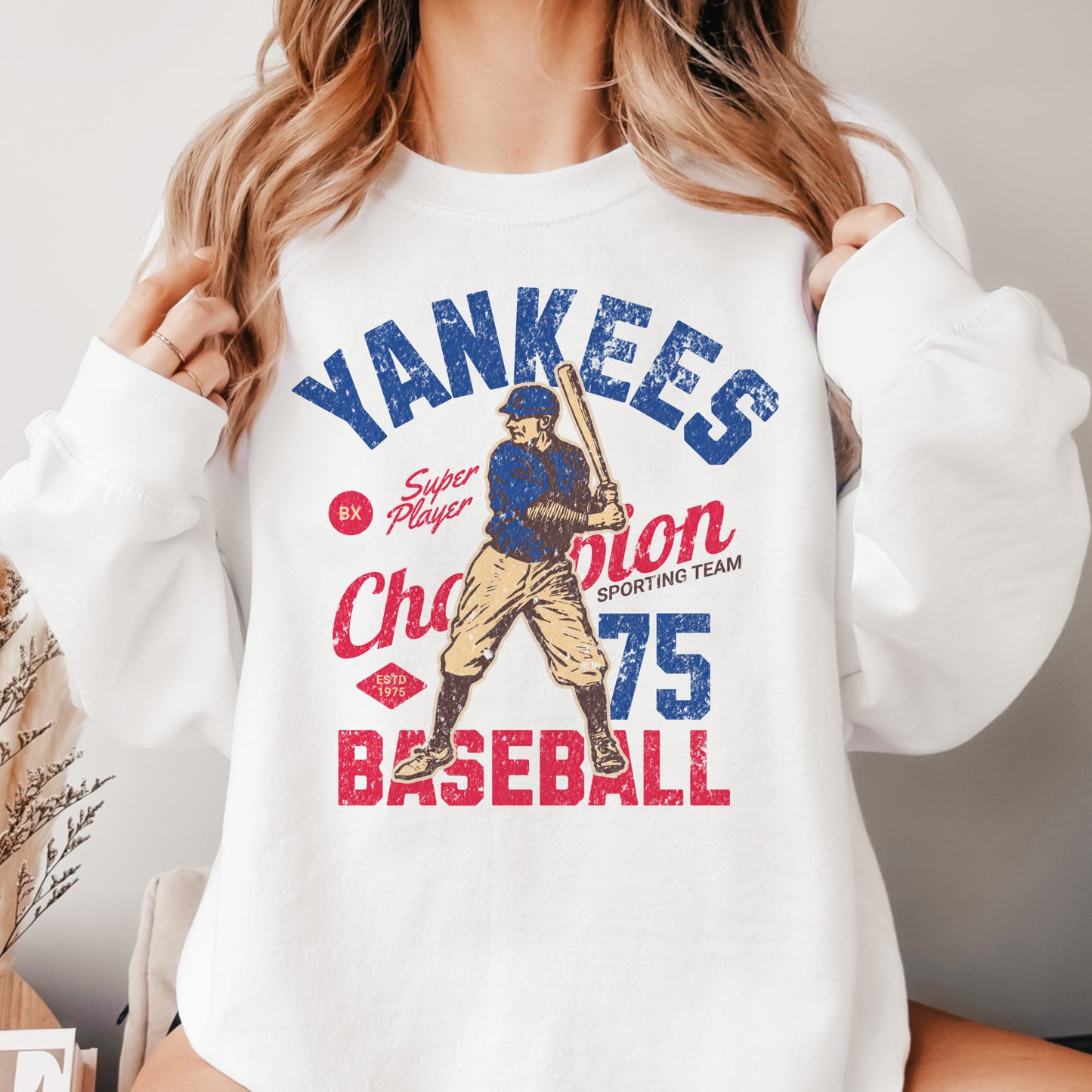 Vintage Baseball White Sweatshirts  Baseball Team Sweatshirt Baseball Sports Pullovers Baseball Team Sweatshirts  Mens Sports Pullovers Womens Baseball Tops